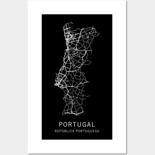 Portugal Road Map Posters and Art